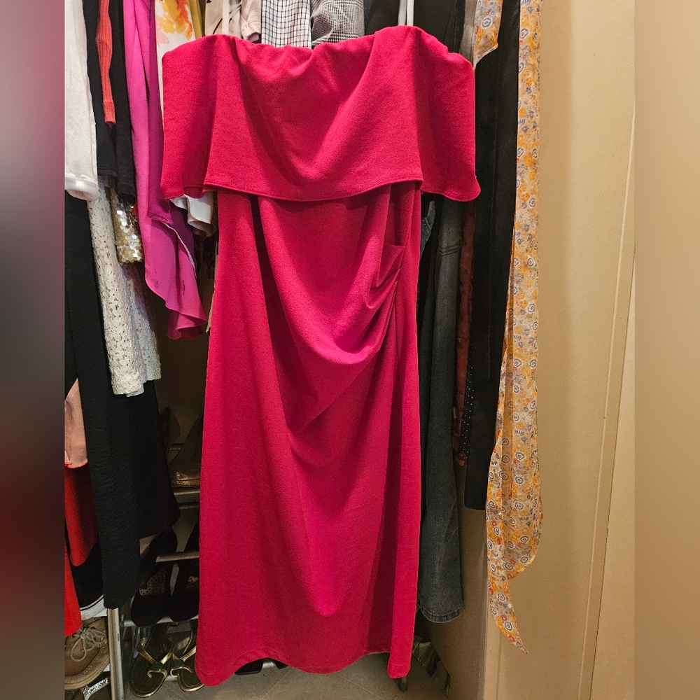 Red strapless dress 10